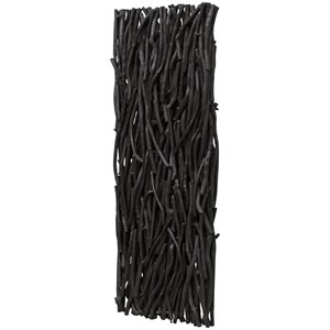 Bowery Hill Gathered Teak 49x19&quot Contemporary Wood Wall Decor in Black