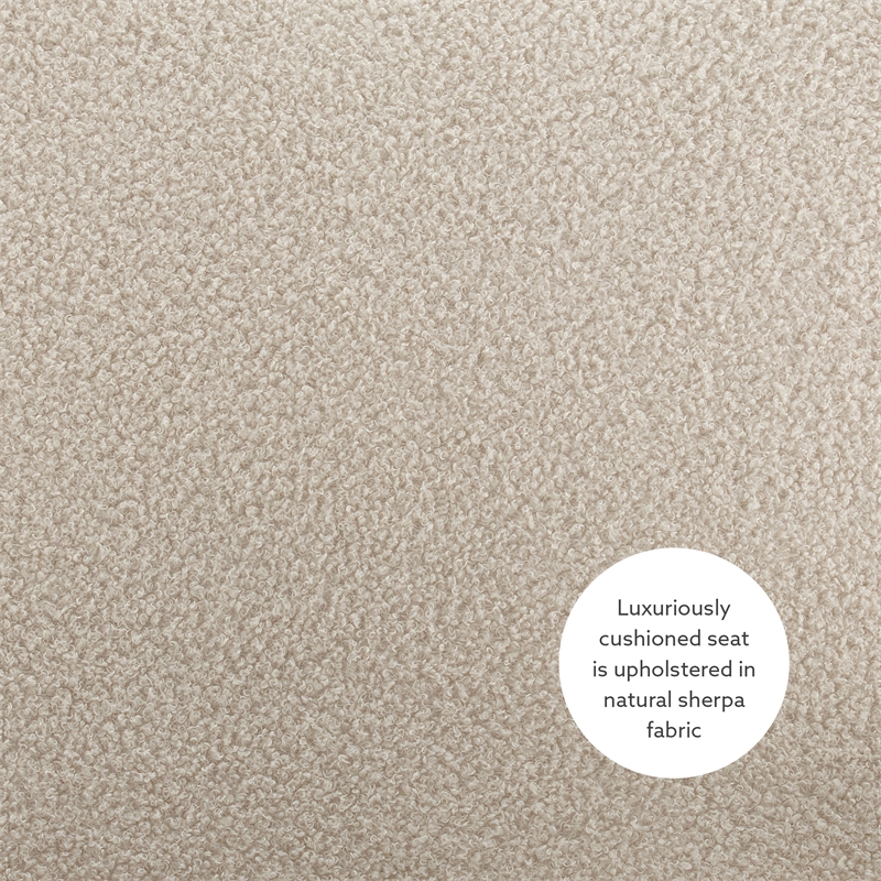 Bowery Hill Metal Adjustable Swivel Chair in Natural Sherpa/Brown Faux Leather