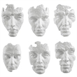 Bowery Hill Self-Portrait 6Pc Contemporary Polyresin Mask Wall Decor in White