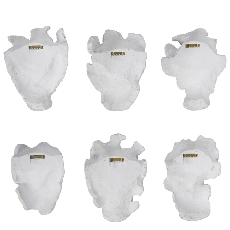 Bowery Hill Self-Portrait 6Pc Contemporary Polyresin Mask Wall Decor in White