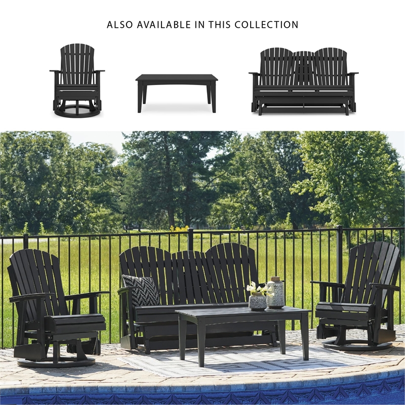 Bowery Hill Contemporary Plastic Black Outdoor Glider Loveseat