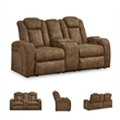 Bowery Hill Contemporary Faux Leather Brown Power Reclining Loveseat