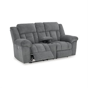 Bowery Hill Contemporary Polyester Slate Power Reclining Loveseat