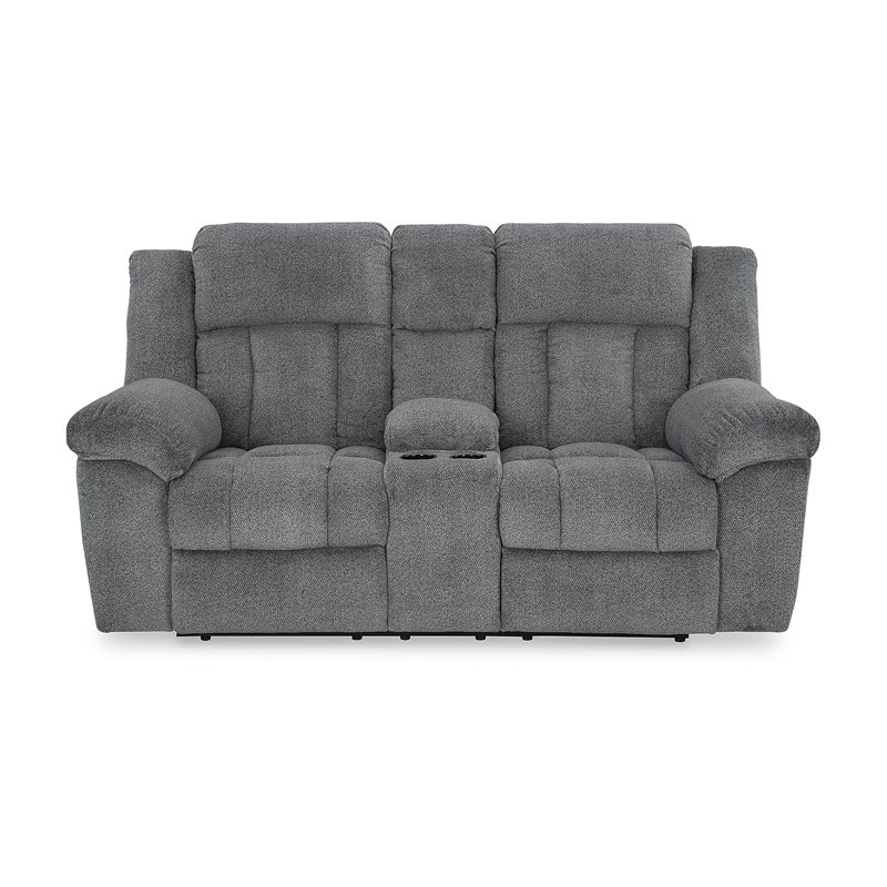 Bowery Hill Contemporary Polyester Slate Power Reclining Loveseat