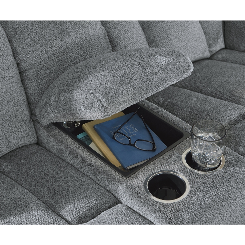 Bowery Hill Contemporary Polyester Slate Power Reclining Loveseat