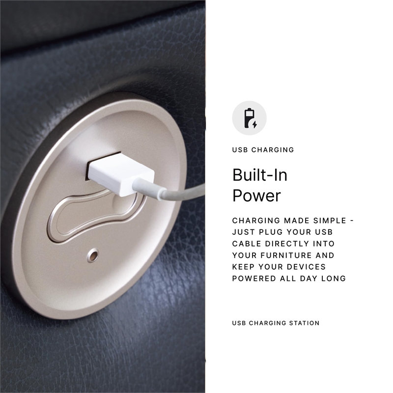 Bowery Hill Contemporary Leather Ocean Power Reclining Loveseat