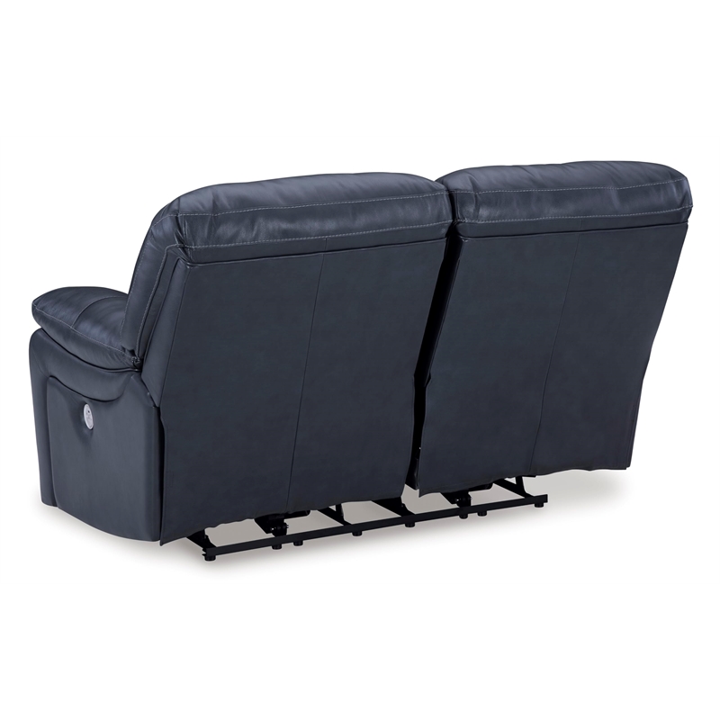 Bowery Hill Contemporary Leather Ocean Power Reclining Loveseat