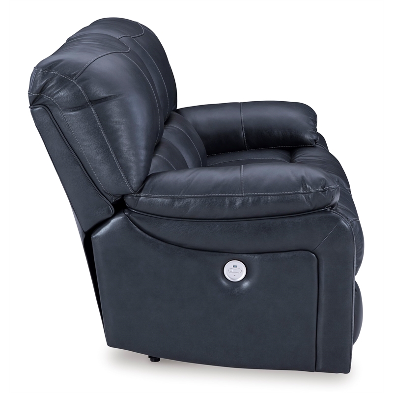 Bowery Hill Contemporary Leather Ocean Power Reclining Loveseat