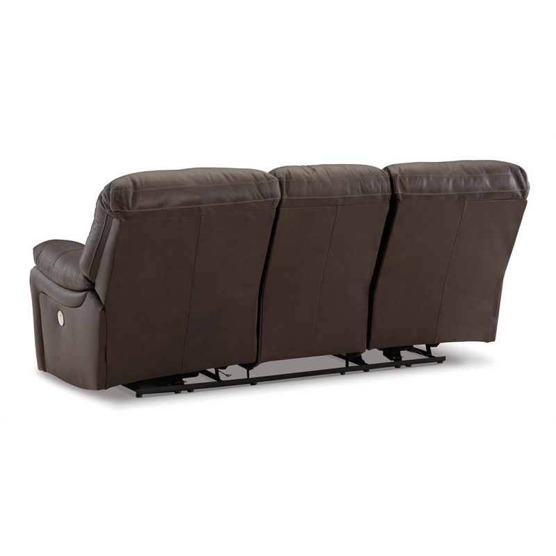 Bowery Hill Contemporary Faux Leather Dark Brown Power Reclining Sofa