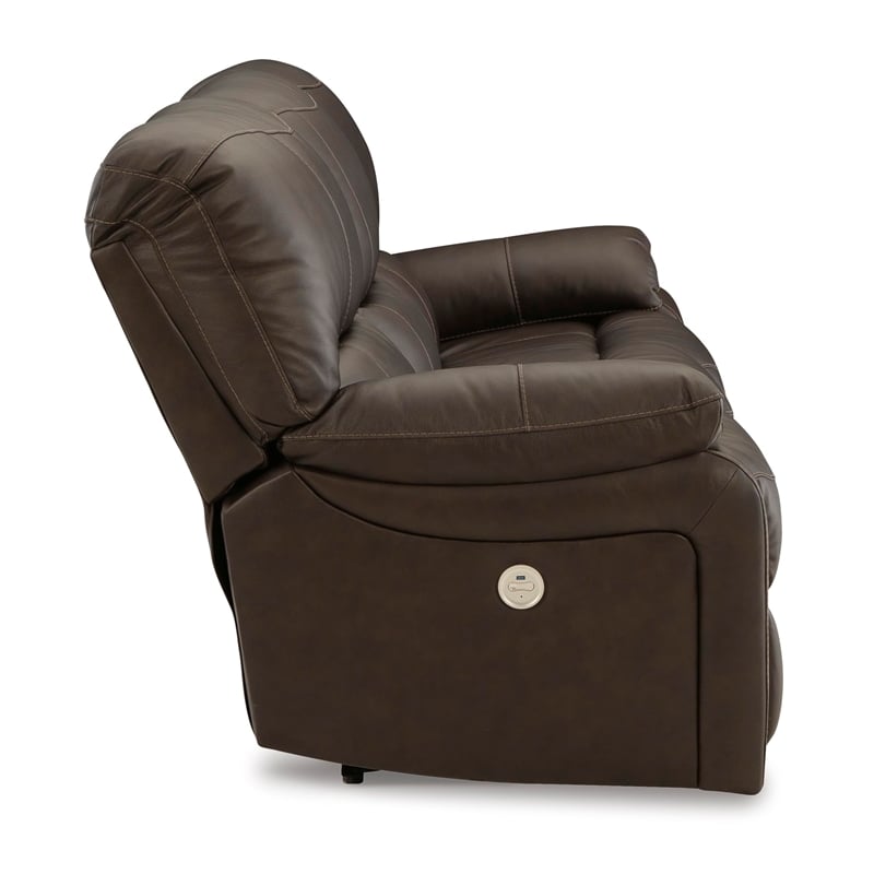 Bowery Hill Contemporary Faux Leather Dark Brown Power Reclining Sofa