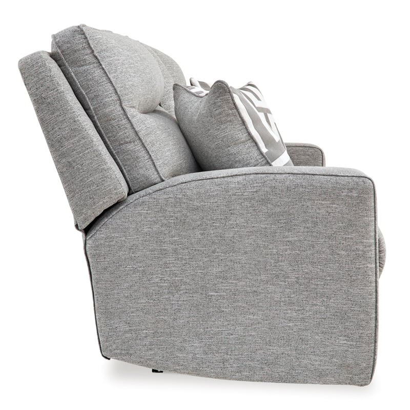 Bowery Hill Contemporary Polyester Pewter Power Reclining Loveseat