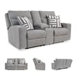 Bowery Hill Contemporary Polyester Pewter Power Reclining Loveseat