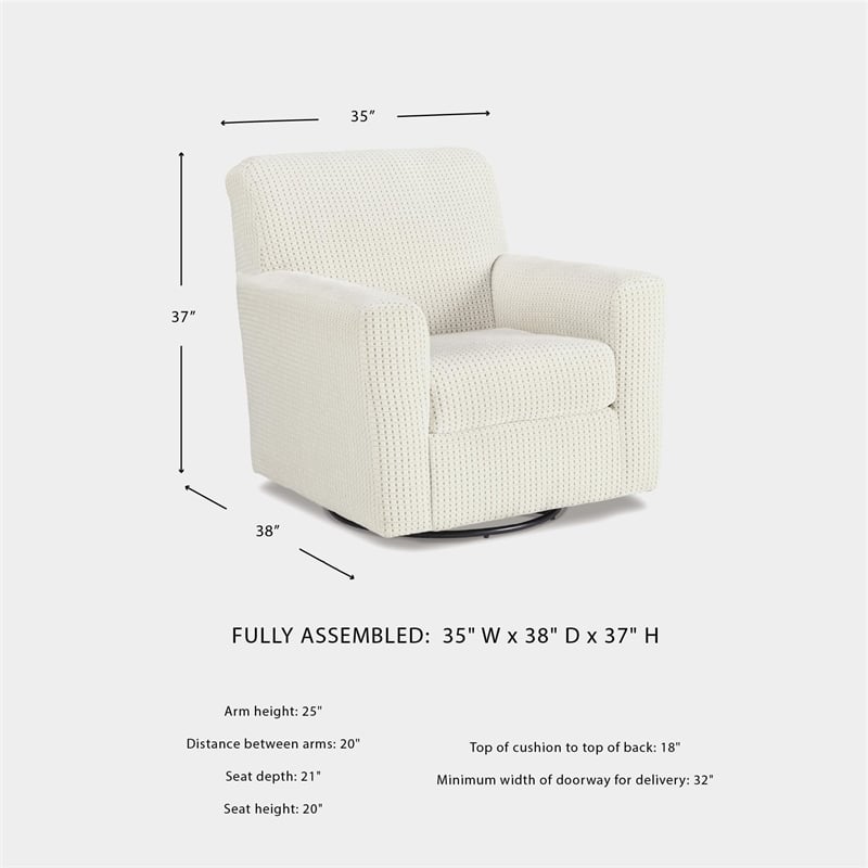 Bowery Hill Contemporary Polyester Ivory Swivel Glider Accent Chair