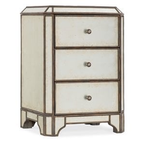 Bowery Hill Contemporary Three-Drawers Nightstand in Mirrored Finish