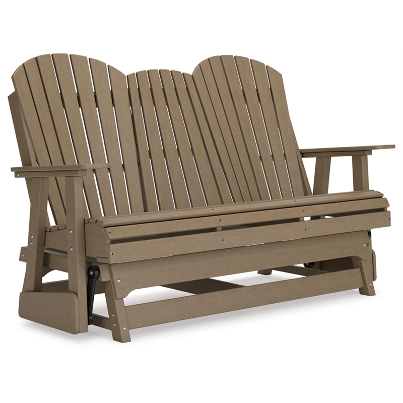 Bowery Hill Coastal Plastic Driftwood Outdoor Glider Loveseat