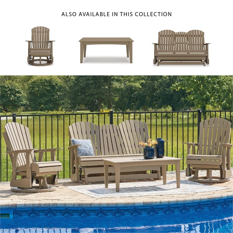 Bowery Hill Coastal Plastic Driftwood Outdoor Glider Loveseat