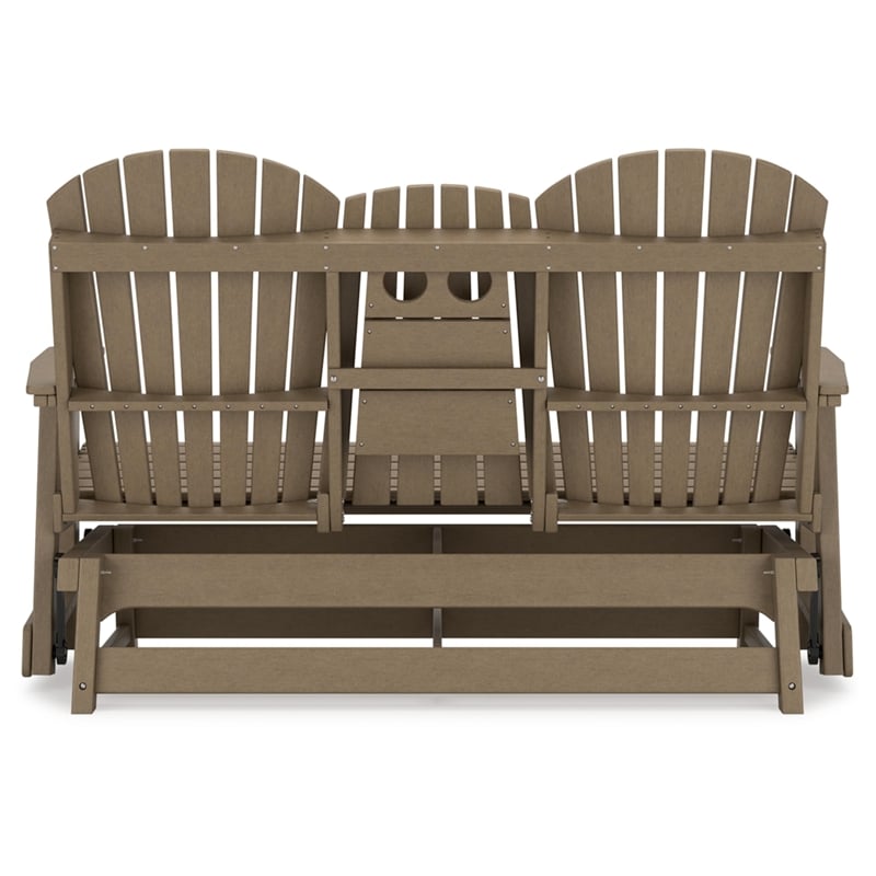 Bowery Hill Coastal Plastic Driftwood Outdoor Glider Loveseat