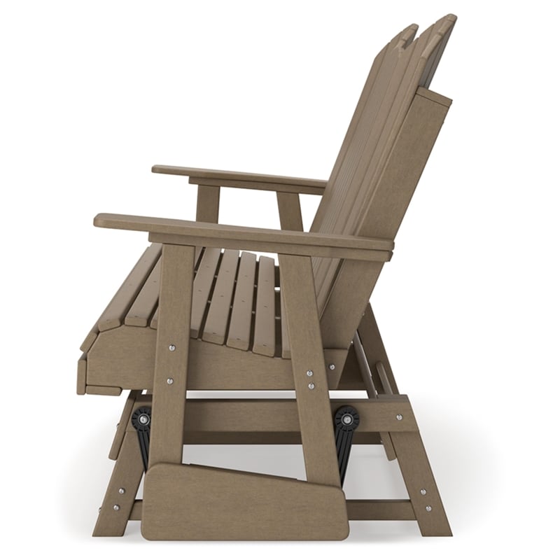 Bowery Hill Coastal Plastic Driftwood Outdoor Glider Loveseat