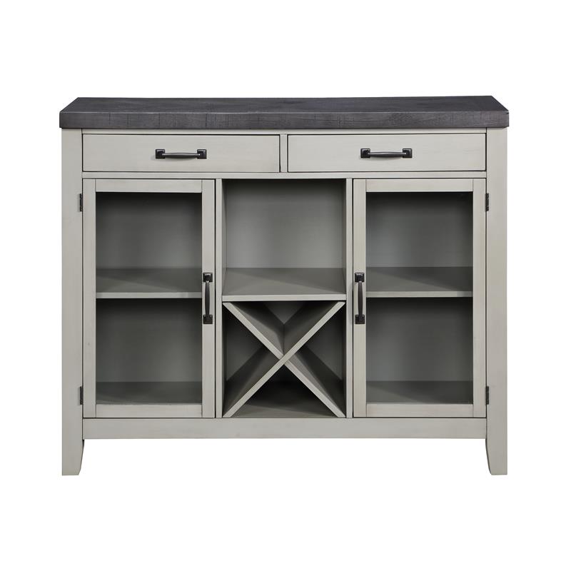 Bowery Hill Transitional Stone Gray and Charcoal Wood Server