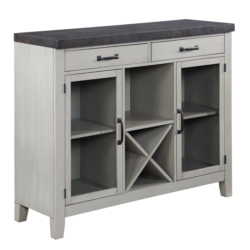 Bowery Hill Transitional Stone Gray and Charcoal Wood Server