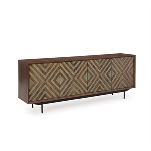 Bowery Hill Contemporary Brown & Grayish Gold Accent Cabinet