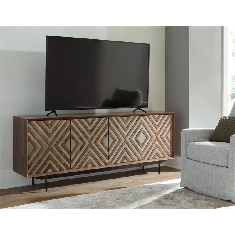 Bowery Hill Contemporary Brown & Grayish Gold Accent Cabinet