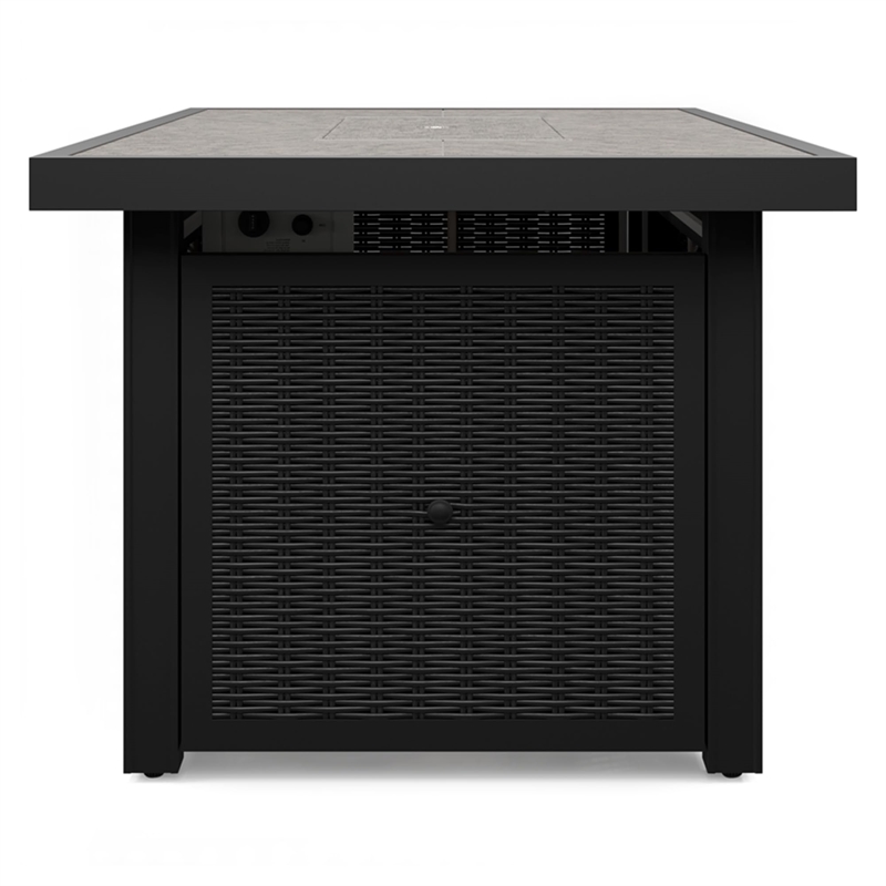 Bowery Hill Coastal Aluminum Black & Gray Outdoor Fire Pit Table