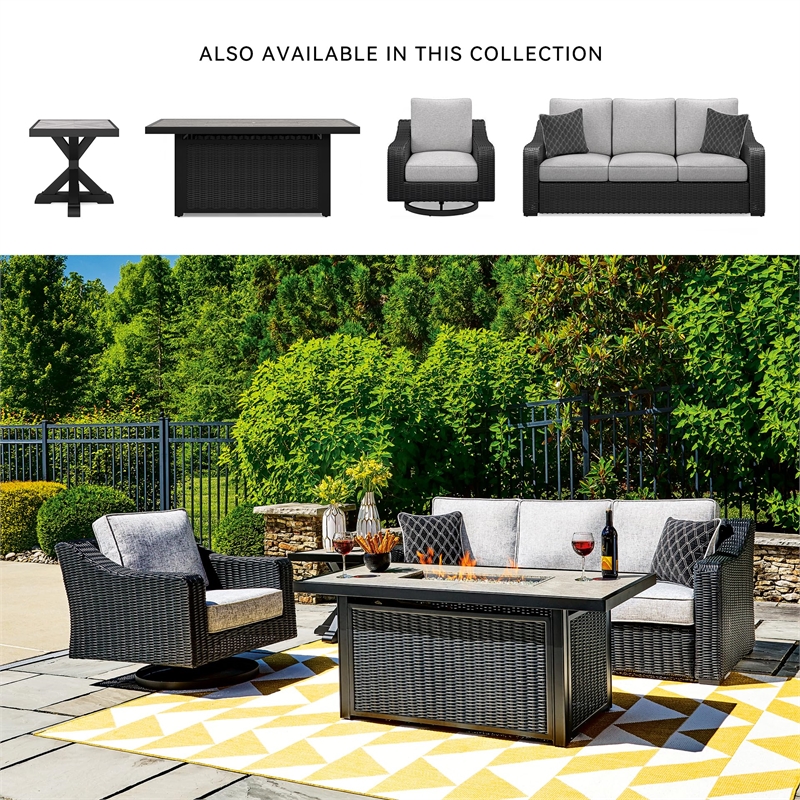 Bowery Hill Coastal Aluminum Black & Gray Outdoor Fire Pit Table