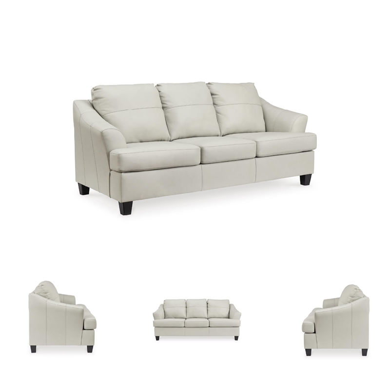 Bowery Hill Contemporary White Sofa with Exposed Tapered Feet