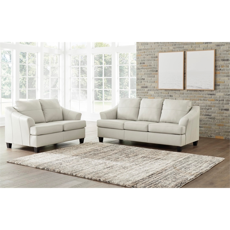 Bowery Hill Contemporary White Sofa with Exposed Tapered Feet