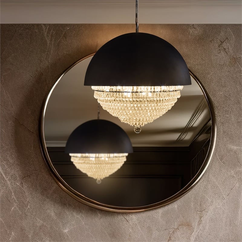 Bowery Hill Modern Crystal Eclipse Modern LED Chandelier - Black