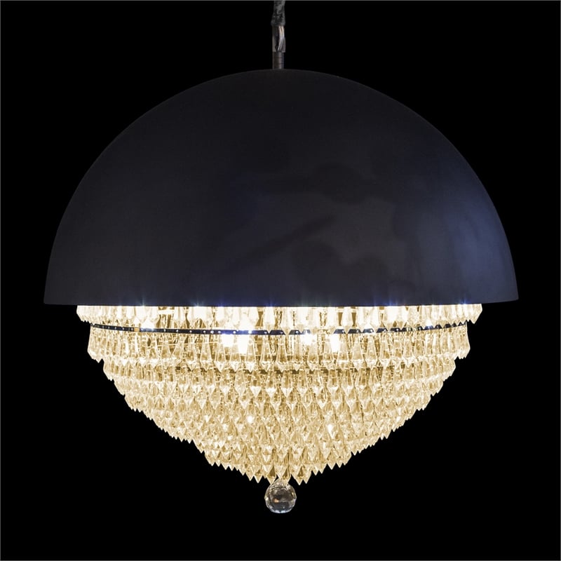 Bowery Hill Modern Crystal Eclipse Modern LED Chandelier - Black
