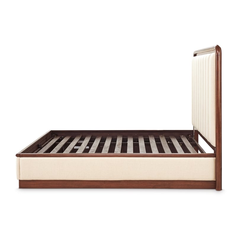 Bowery Hill Transitional King Lift Up Storage Bed - Beige/Umber