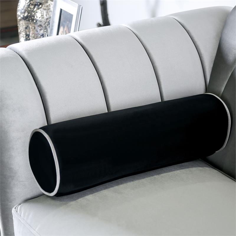 Bowery Hill Transitional Chenille Upholstered Loveseat in Pewter