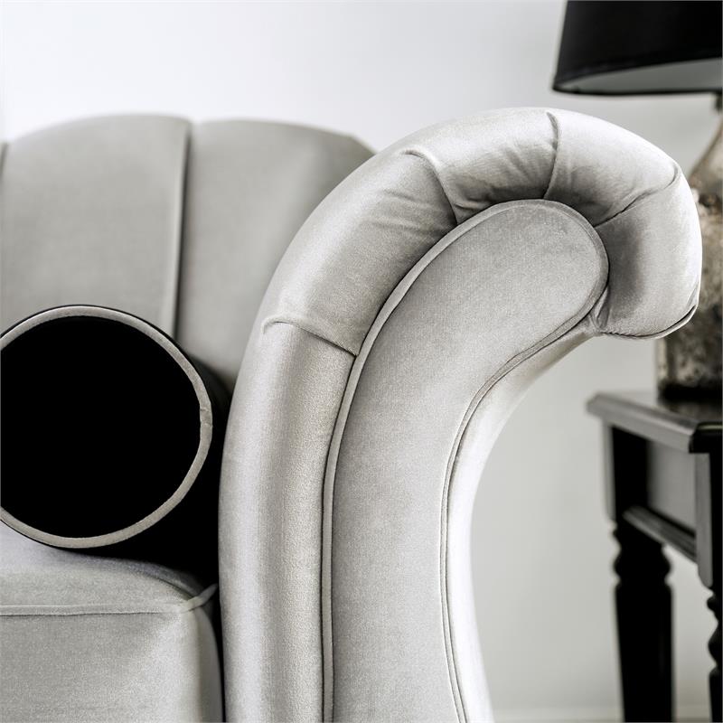 Bowery Hill Transitional Chenille Upholstered Loveseat in Pewter
