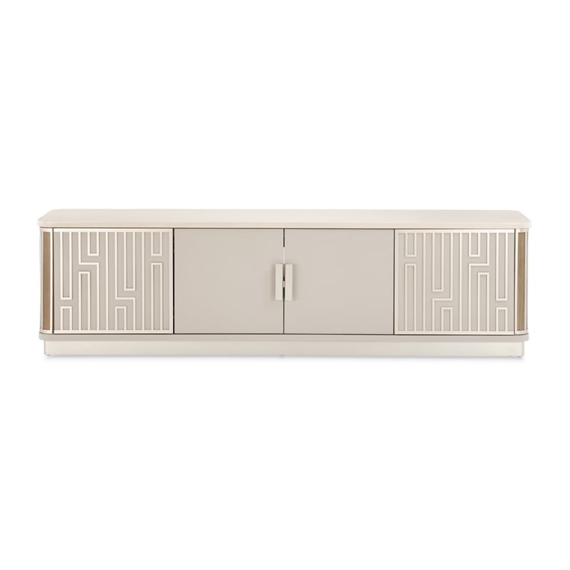 Bowery Hill Transitional Wood & Marble Media Cabinet in Slate Ash