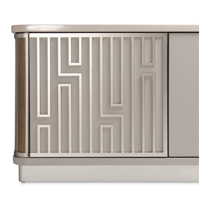 Bowery Hill Transitional Wood & Marble Media Cabinet in Slate Ash