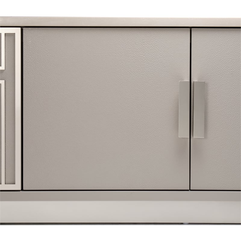 Bowery Hill Transitional Wood & Marble Media Cabinet in Slate Ash