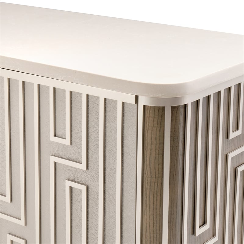 Bowery Hill Transitional Wood & Marble Media Cabinet in Slate Ash