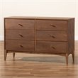 Bowery Hill Mid-Century Ash Walnut Finished Wood 6-Drawer Dresser