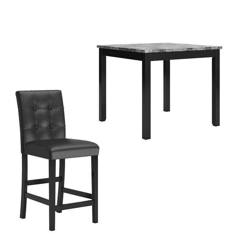 Bowery Hill 5 Piece Square Counter Table Set in Black Finish