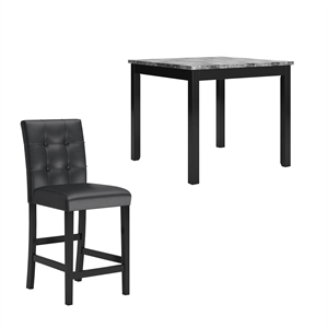 Bowery Hill 5 Piece Square Counter Table Set in Black Finish