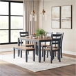Bowery Hill Farmhouse Natural & Blue Dining Table Set - Set of 6