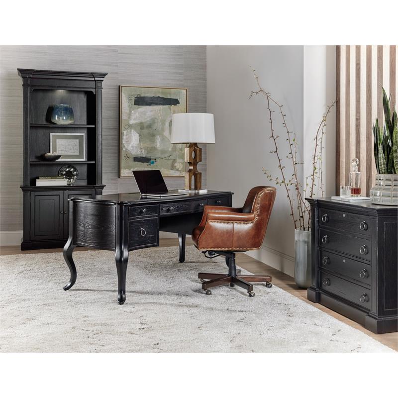 Bowery Hill Traditional Wood Home Office Writing Desk in Black