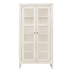 bowery hill transitional 2-door wood display cabinet in gray