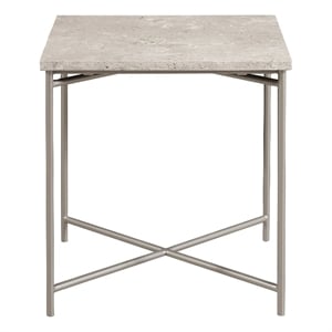 bowery hill large stone top nesting table with a silver metal base