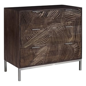 bowery hill rustic 3-drawers accent chest in brown mango wood