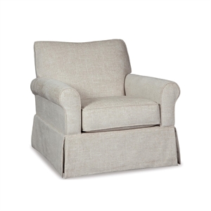 Bowery Hill Modern Microfiber 360-degree Swivel Glider in Beige