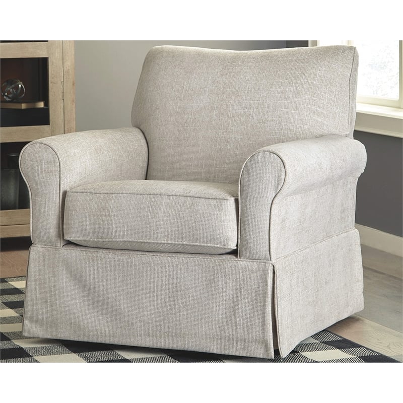 Bowery Hill Microfiber Beige Glider Chair Swivel 36