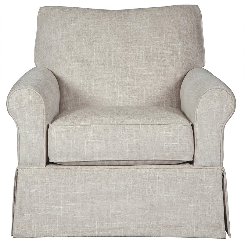 Bowery Hill Microfiber Beige Glider Chair Swivel 36